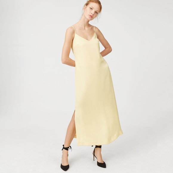 NWT CLUB MONACO Sarana Tie-back Slip Cocktail Summer Open Back Sexy Dress Yellow - Picture 2 of 8